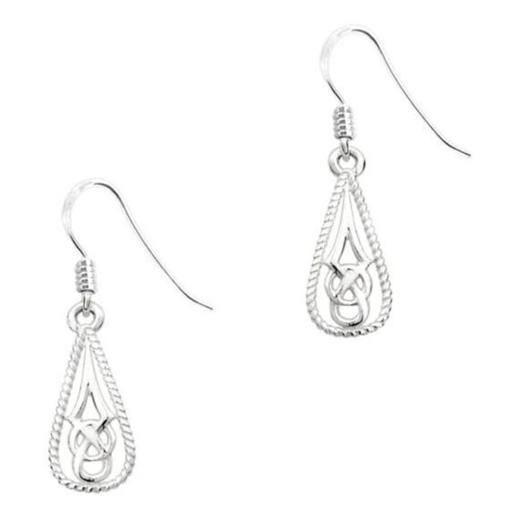 New Sterling Silver Celtic Teardrop Dangle Earrings (Scotland) - Picture 1 of 4